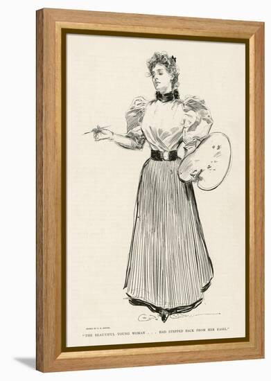 Young Female Artist at Work-Charles Dana Gibson-Framed Stretched Canvas