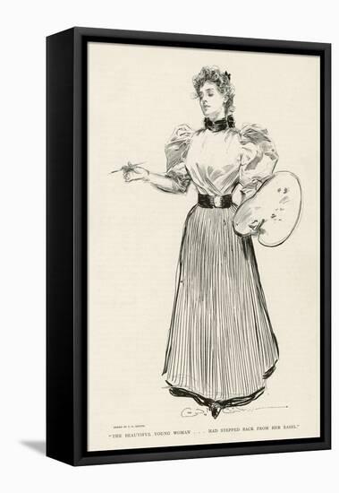 Young Female Artist at Work-Charles Dana Gibson-Framed Stretched Canvas