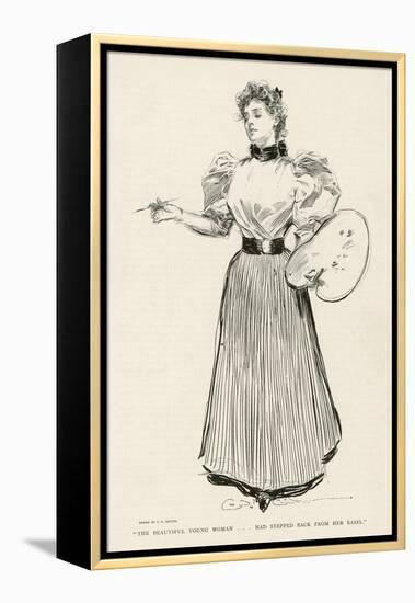 Young Female Artist at Work-Charles Dana Gibson-Framed Stretched Canvas