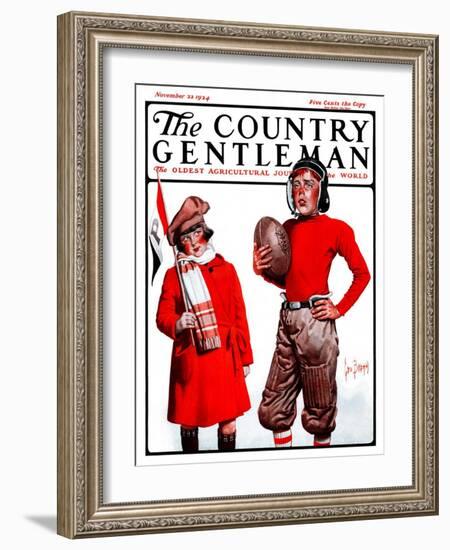 "Young Football Player," Country Gentleman Cover, November 22, 1924-George Brehm-Framed Giclee Print