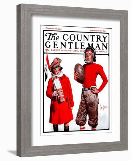 "Young Football Player," Country Gentleman Cover, November 22, 1924-George Brehm-Framed Giclee Print