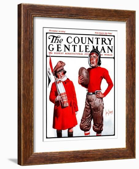 "Young Football Player," Country Gentleman Cover, November 22, 1924-George Brehm-Framed Giclee Print