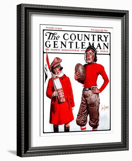 "Young Football Player," Country Gentleman Cover, November 22, 1924-George Brehm-Framed Giclee Print