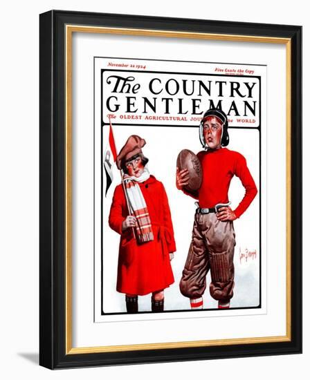"Young Football Player," Country Gentleman Cover, November 22, 1924-George Brehm-Framed Giclee Print