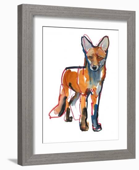 Young Fox, 2021, (mixed media on paper)-Mark Adlington-Framed Giclee Print