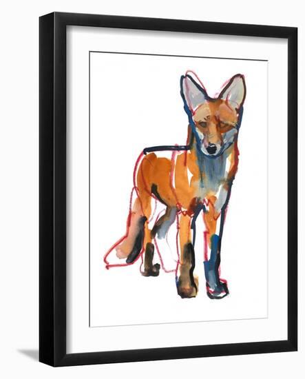 Young Fox, 2021, (mixed media on paper)-Mark Adlington-Framed Giclee Print