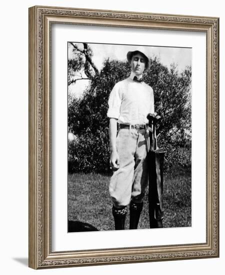 Young Franklin Roosevelt at on a Golf Course at Age 17, ca 1899-null-Framed Photo