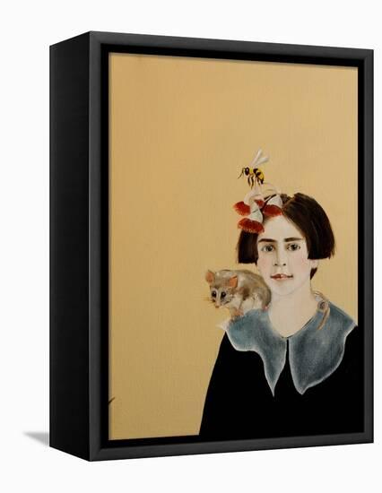 Young Frida with Mountain Pygmy Possum, 2017-Susan Adams-Framed Premier Image Canvas