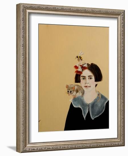 Young Frida with Mountain Pygmy Possum, 2017-Susan Adams-Framed Giclee Print