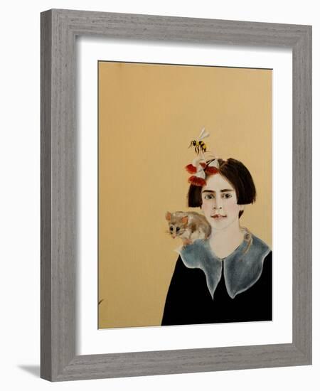 Young Frida with Mountain Pygmy Possum, 2017-Susan Adams-Framed Giclee Print