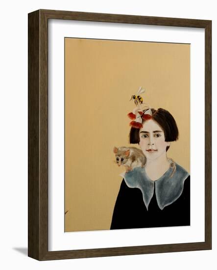 Young Frida with Mountain Pygmy Possum, 2017-Susan Adams-Framed Giclee Print