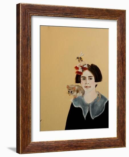 Young Frida with Mountain Pygmy Possum, 2017-Susan Adams-Framed Giclee Print