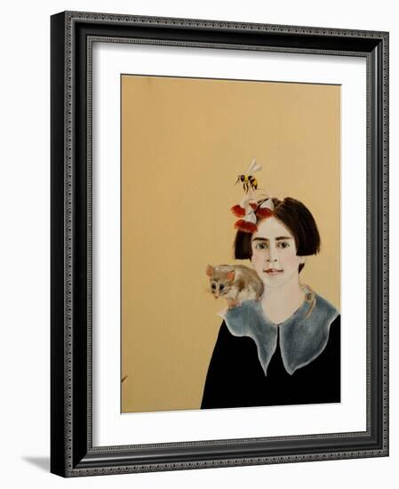 Young Frida with Mountain Pygmy Possum, 2017-Susan Adams-Framed Giclee Print