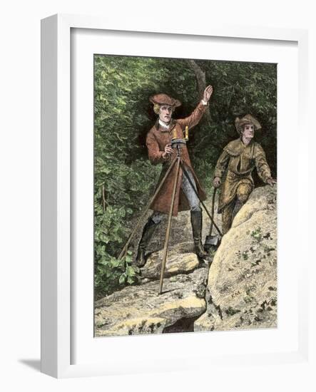 Young George Washington Working as a Surveyor in Virginia-null-Framed Giclee Print