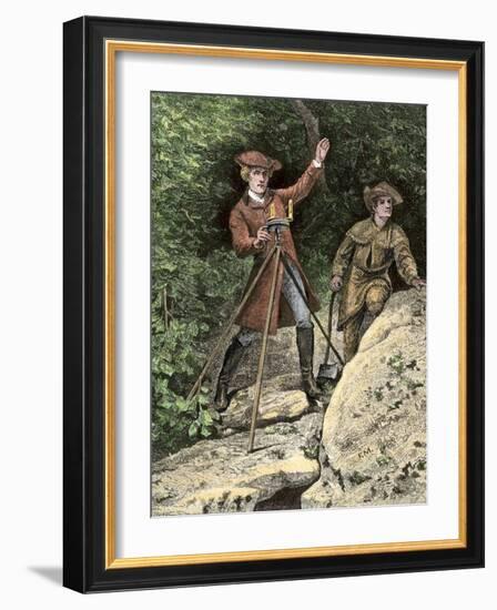 Young George Washington Working as a Surveyor in Virginia-null-Framed Giclee Print