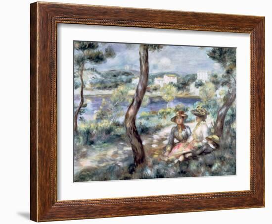 Young Girl and Boy in a Landscape, 1893-Pierre-Auguste Renoir-Framed Giclee Print