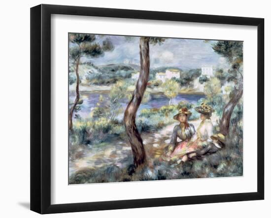 Young Girl and Boy in a Landscape, 1893-Pierre-Auguste Renoir-Framed Giclee Print