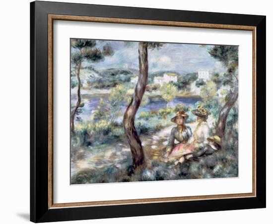 Young Girl and Boy in a Landscape, 1893-Pierre-Auguste Renoir-Framed Giclee Print