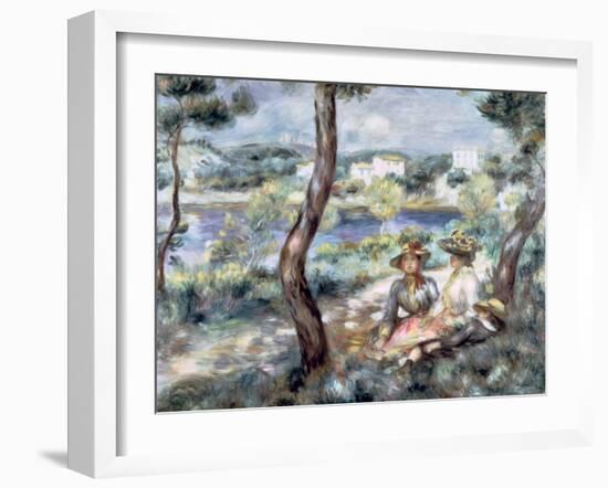 Young Girl and Boy in a Landscape, 1893-Pierre-Auguste Renoir-Framed Giclee Print