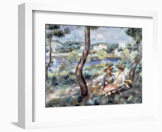 Young Girl and Boy in a Landscape, 1893-Pierre-Auguste Renoir-Framed Giclee Print