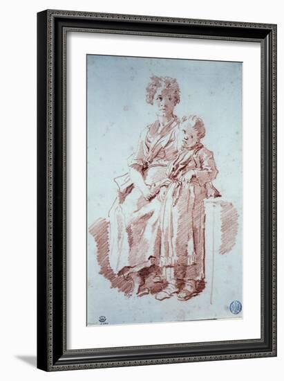 Young Girl and Her Little Sister Sanguine by Jean Honore Fragonard (1732-1806) 1774 Besancon, Musee-Jean-Honore Fragonard-Framed Giclee Print