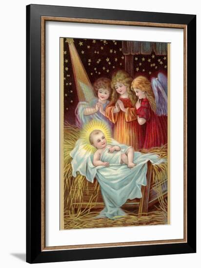 Young Girl Angels Admiring Christ Child-null-Framed Art Print