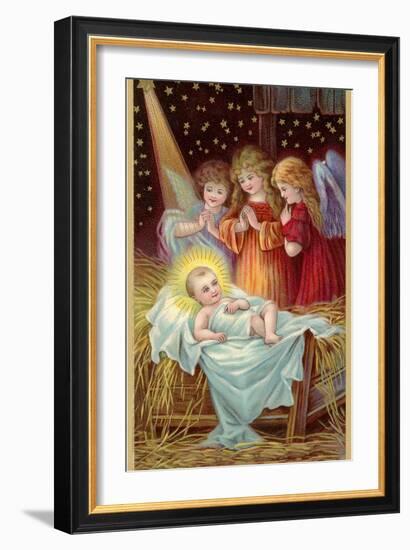 Young Girl Angels Admiring Christ Child-null-Framed Art Print