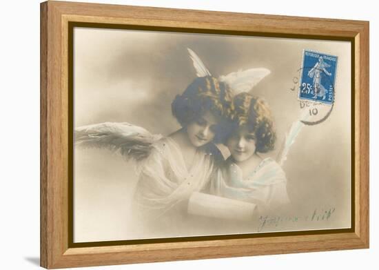 Young Girl Angels Reading-null-Framed Stretched Canvas