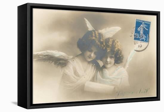 Young Girl Angels Reading-null-Framed Stretched Canvas