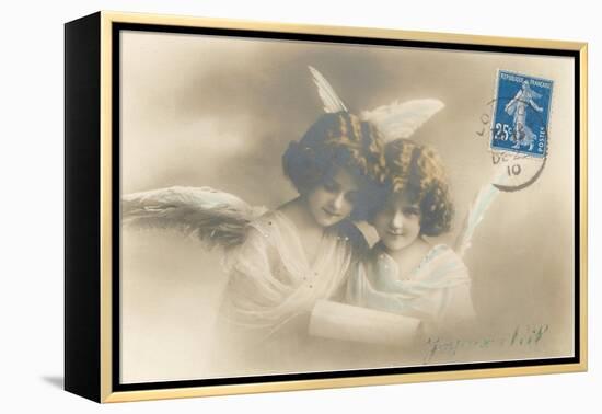 Young Girl Angels Reading-null-Framed Stretched Canvas