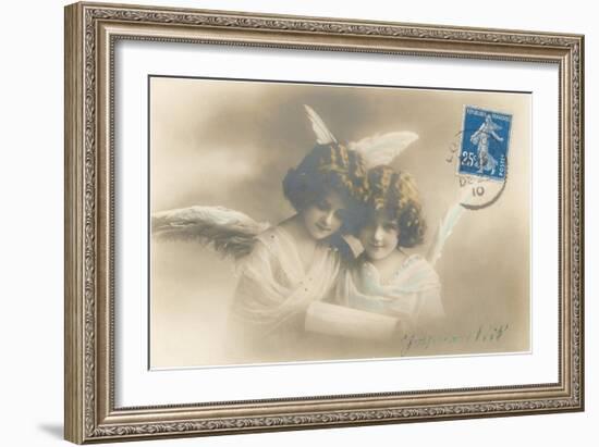Young Girl Angels Reading-null-Framed Art Print