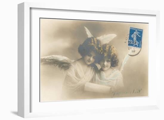 Young Girl Angels Reading-null-Framed Art Print