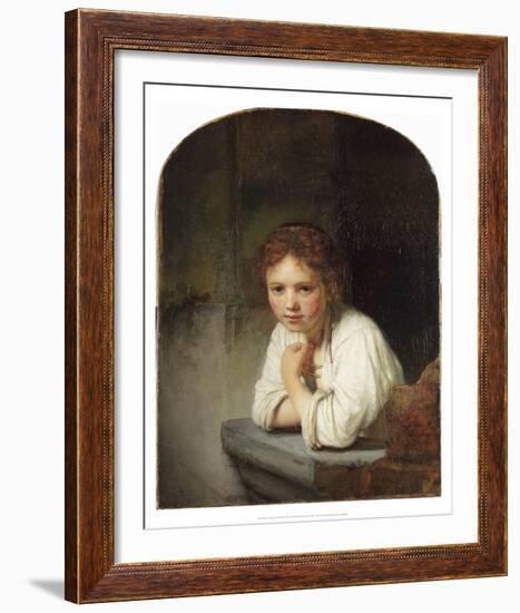 Young Girl at a Window (1645)-Rembrandt van Rijn-Framed Art Print