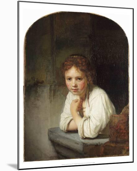 Young Girl at a Window (1645)-Rembrandt van Rijn-Mounted Art Print