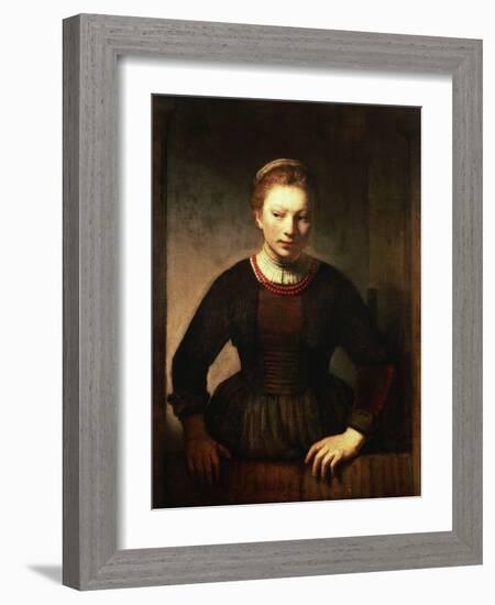 Young Girl at an Open Half-Door, 1645-Rembrandt van Rijn-Framed Giclee Print