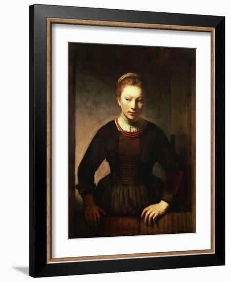 Young Girl at an Open Half-Door, 1645-Rembrandt van Rijn-Framed Giclee Print