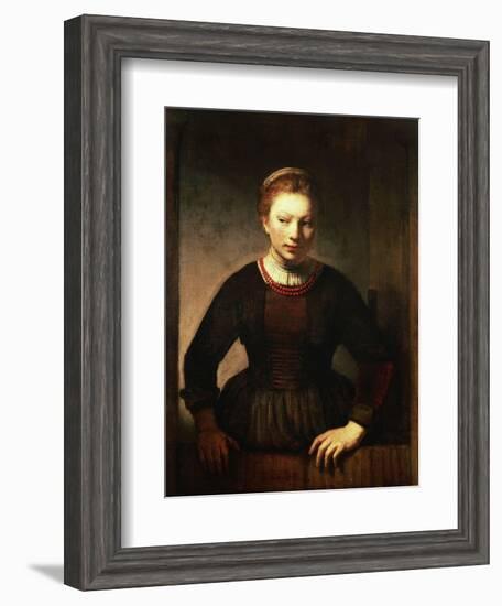 Young Girl at an Open Half-Door, 1645-Rembrandt van Rijn-Framed Giclee Print