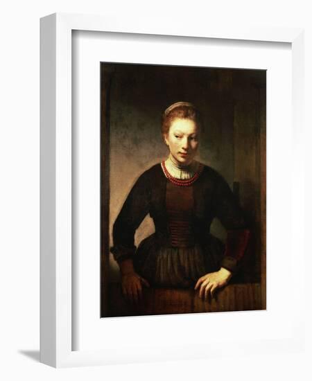 Young Girl at an Open Half-Door, 1645-Rembrandt van Rijn-Framed Giclee Print