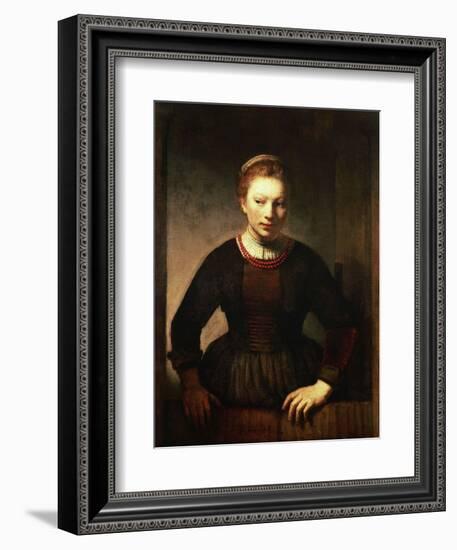 Young Girl at an Open Half-Door, 1645-Rembrandt van Rijn-Framed Giclee Print