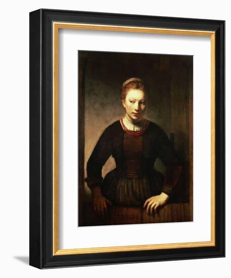 Young Girl at an Open Half-Door, 1645-Rembrandt van Rijn-Framed Giclee Print