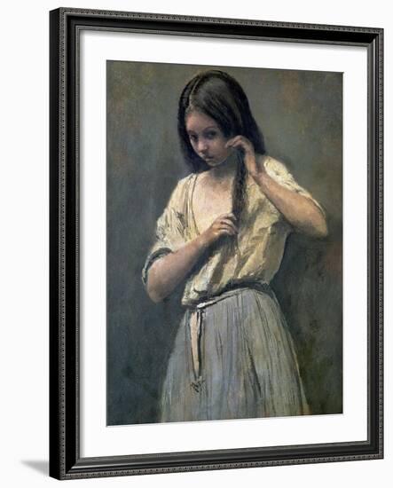 Young Girl at Her Toilet-Jean-Baptiste-Camille Corot-Framed Giclee Print