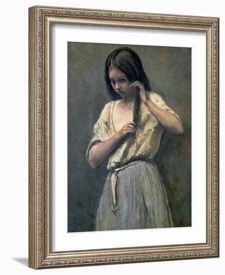 Young Girl at Her Toilet-Jean-Baptiste-Camille Corot-Framed Giclee Print