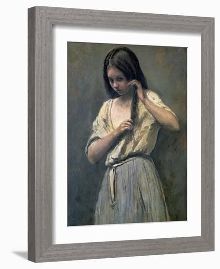 Young Girl at Her Toilet-Jean-Baptiste-Camille Corot-Framed Giclee Print