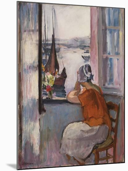 Young Girl at the Window Opposite the Island of Yeu-Henri Lebasque-Mounted Giclee Print