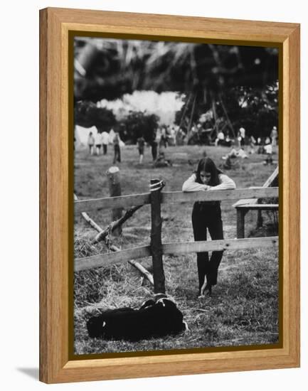 Young Girl Attending Woodstock Music Festival-John Dominis-Framed Premier Image Canvas