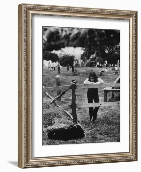 Young Girl Attending Woodstock Music Festival-John Dominis-Framed Photographic Print