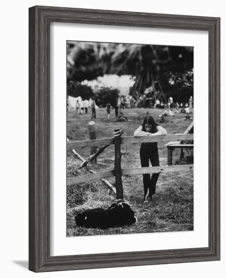 Young Girl Attending Woodstock Music Festival-John Dominis-Framed Photographic Print