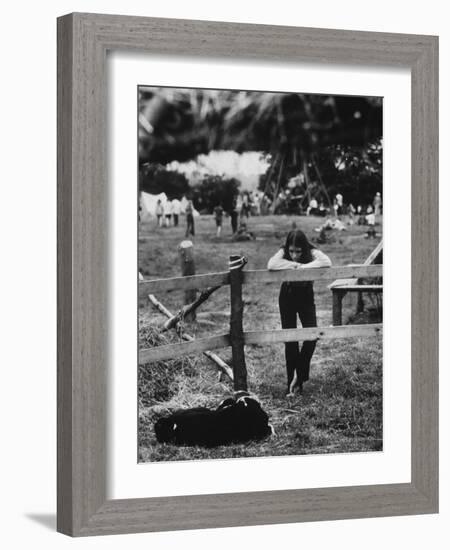 Young Girl Attending Woodstock Music Festival-John Dominis-Framed Photographic Print
