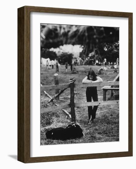 Young Girl Attending Woodstock Music Festival-John Dominis-Framed Photographic Print