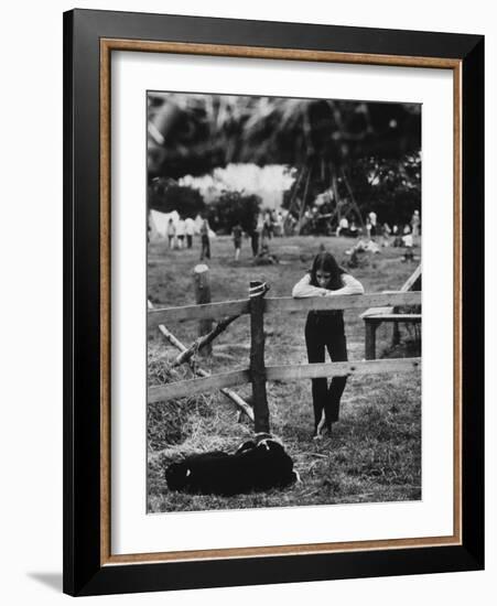 Young Girl Attending Woodstock Music Festival-John Dominis-Framed Photographic Print